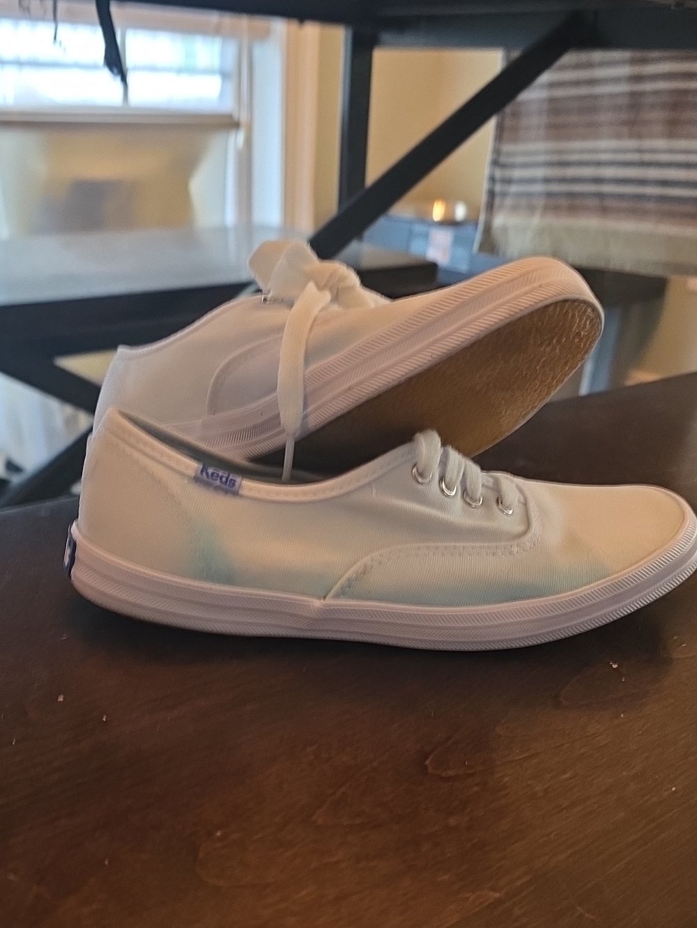 Keds Low-Top Canvas Sneakers Stained With Blue Tint.